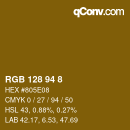 Color code: RGB 128 94 8 | qconv.com