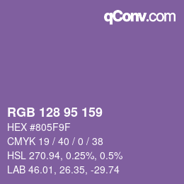 カラーコード: RGB 128 95 159 | qconv.com