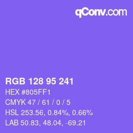 カラーコード: RGB 128 95 241 | qconv.com