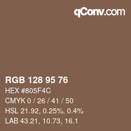 Color code: RGB 128 95 76 | qconv.com