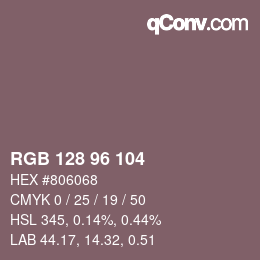 カラーコード: RGB 128 96 104 | qconv.com