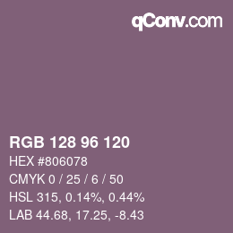 カラーコード: RGB 128 96 120 | qconv.com