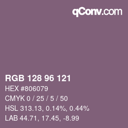 颜色代码: RGB 128 96 121 | qconv.com