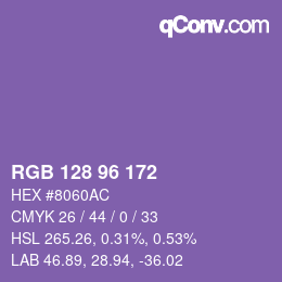 カラーコード: RGB 128 96 172 | qconv.com