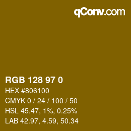 Color code: RGB 128 97 0 | qconv.com