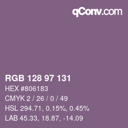 Color code: RGB 128 97 131 | qconv.com