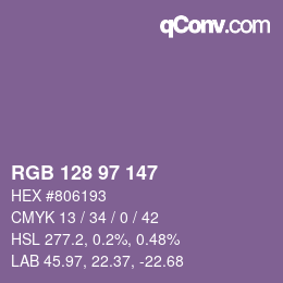 Color code: RGB 128 97 147 | qconv.com