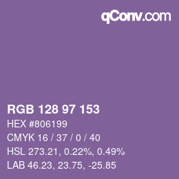Color code: RGB 128 97 153 | qconv.com