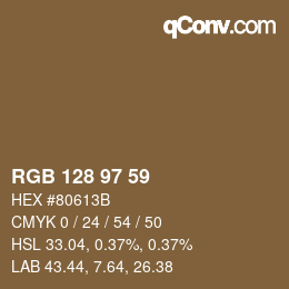 カラーコード: RGB 128 97 59 | qconv.com