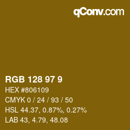 カラーコード: RGB 128 97 9 | qconv.com