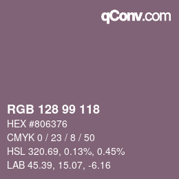 カラーコード: RGB 128 99 118 | qconv.com