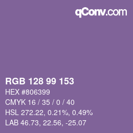 Código de color: RGB 128 99 153 | qconv.com