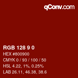 颜色代码: RGB 128 9 0 | qconv.com