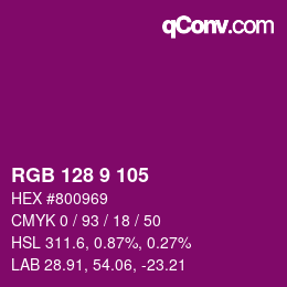 カラーコード: RGB 128 9 105 | qconv.com