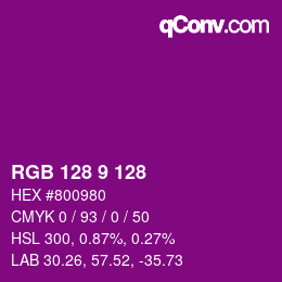 Color code: RGB 128 9 128 | qconv.com