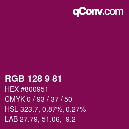カラーコード: RGB 128 9 81 | qconv.com