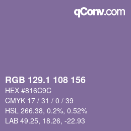 カラーコード: RGB 129.1 108 156 | qconv.com