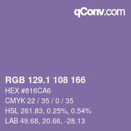 カラーコード: RGB 129.1 108 166 | qconv.com