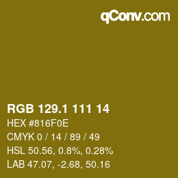 カラーコード: RGB 129.1 111 14 | qconv.com