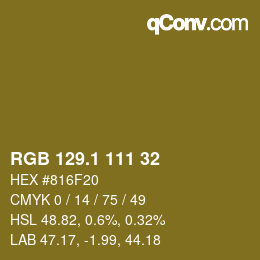 カラーコード: RGB 129.1 111 32 | qconv.com