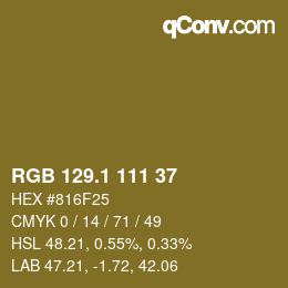 カラーコード: RGB 129.1 111 37 | qconv.com