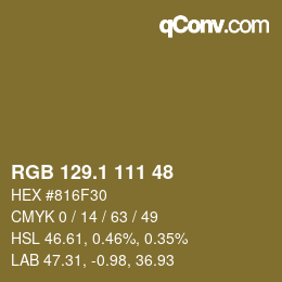 Color code: RGB 129.1 111 48 | qconv.com