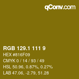 カラーコード: RGB 129.1 111 9 | qconv.com