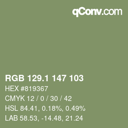 カラーコード: RGB 129.1 147 103 | qconv.com