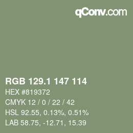 Color code: RGB 129.1 147 114 | qconv.com