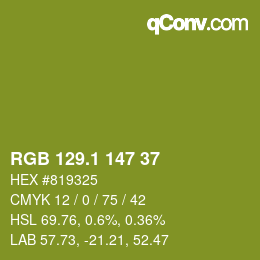 カラーコード: RGB 129.1 147 37 | qconv.com