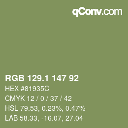 カラーコード: RGB 129.1 147 92 | qconv.com