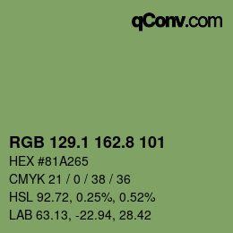 カラーコード: RGB 129.1 162.8 101 | qconv.com
