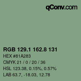 カラーコード: RGB 129.1 162.8 131 | qconv.com