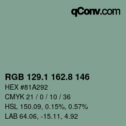 カラーコード: RGB 129.1 162.8 146 | qconv.com