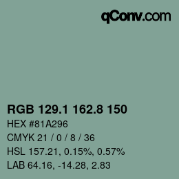 Color code: RGB 129.1 162.8 150 | qconv.com
