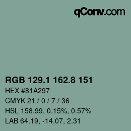 カラーコード: RGB 129.1 162.8 151 | qconv.com