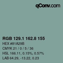 Color code: RGB 129.1 162.8 155 | qconv.com
