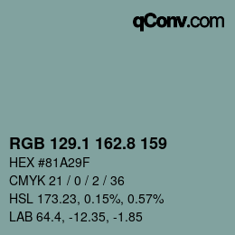 Color code: RGB 129.1 162.8 159 | qconv.com