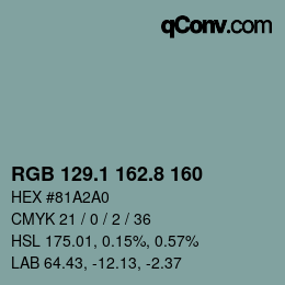 Color code: RGB 129.1 162.8 160 | qconv.com