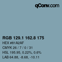 Color code: RGB 129.1 162.8 175 | qconv.com