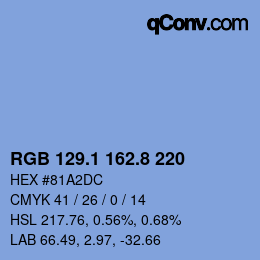 カラーコード: RGB 129.1 162.8 220 | qconv.com