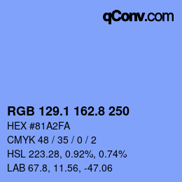 Farbcode: RGB 129.1 162.8 250 | qconv.com