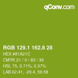 カラーコード: RGB 129.1 162.8 28 | qconv.com
