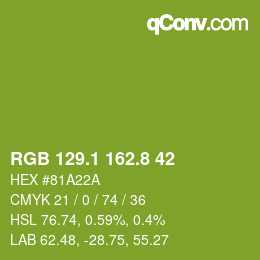 カラーコード: RGB 129.1 162.8 42 | qconv.com