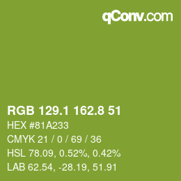 カラーコード: RGB 129.1 162.8 51 | qconv.com