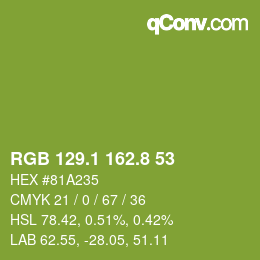 カラーコード: RGB 129.1 162.8 53 | qconv.com