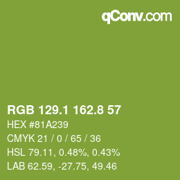 カラーコード: RGB 129.1 162.8 57 | qconv.com