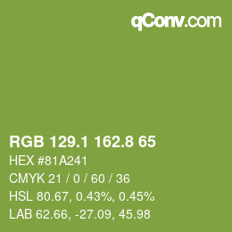 カラーコード: RGB 129.1 162.8 65 | qconv.com