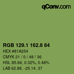カラーコード: RGB 129.1 162.8 84 | qconv.com