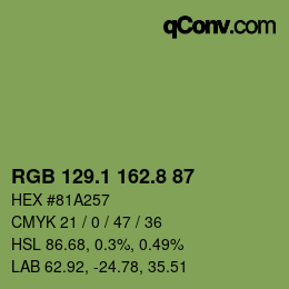 カラーコード: RGB 129.1 162.8 87 | qconv.com